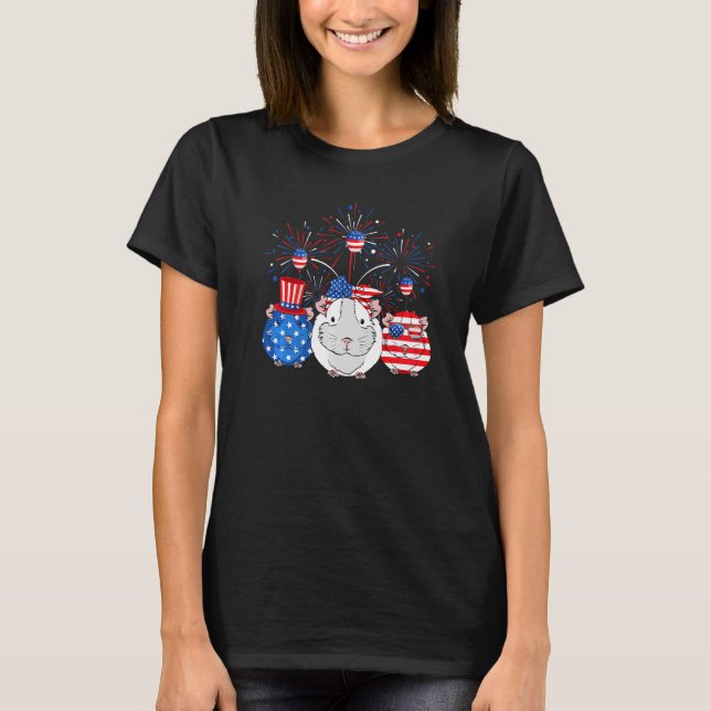 Three Guinea Pigs American Flag Patriotic 4th Of J T-Shirt (Front)