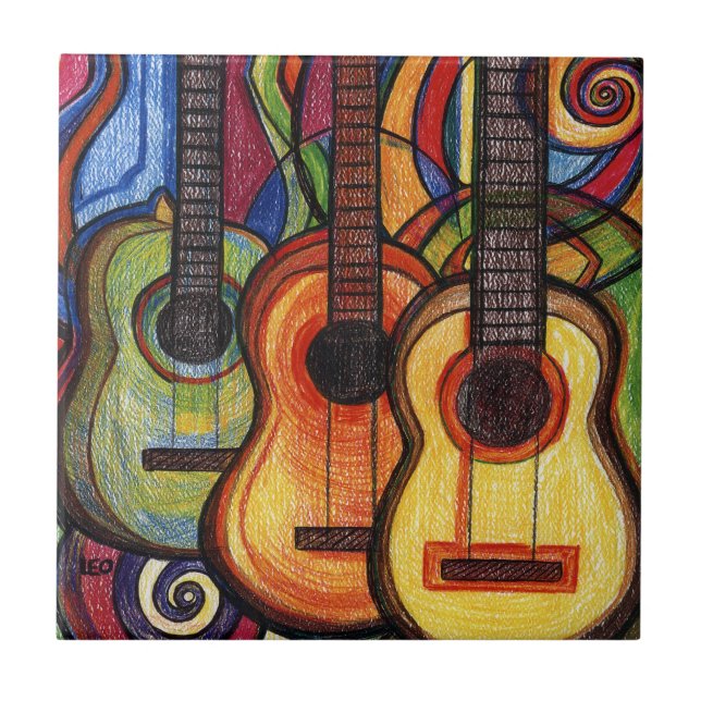 Three Guitars Ceramic Tile (Front)