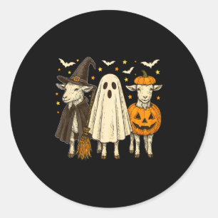 Three Halloween Goats Cosplay Witch Boo Carved Pum Classic Round Sticker