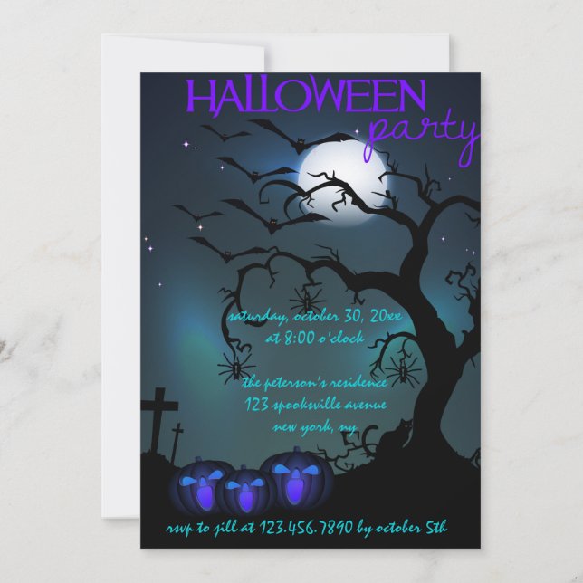 Three Halloween Pumpkins Halloween Party Invitation (Front)