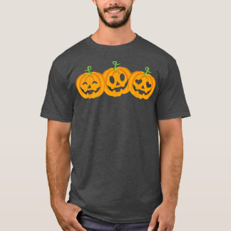 Three halloween pumpkins Jack o Lantern faces T-Shirt