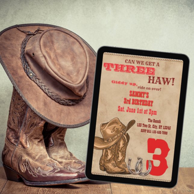 Three Haw, Western 3rd Birthday Invitation (Creator Uploaded)