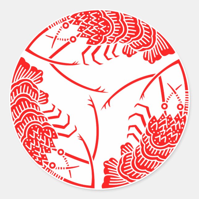 Three head-to tail spiny lobsters classic round sticker (Front)