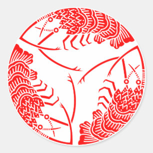 Three head-to tail spiny lobsters classic round sticker