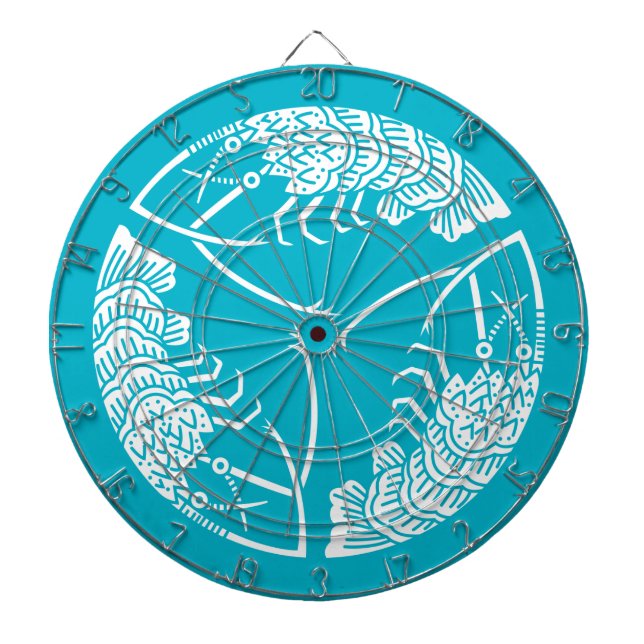 Three head-to tail spiny lobsters dartboard (Front)