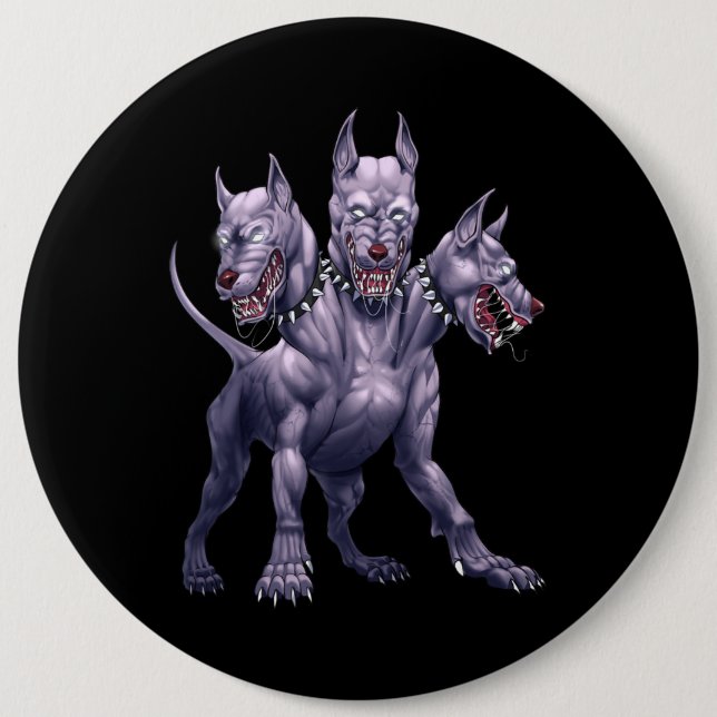 Three Headed Dog Cerberus 6 Cm Round Badge (Front)