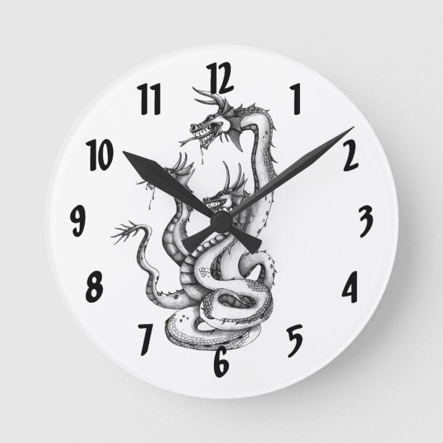 Three Headed Hydra Design Clock (Front)