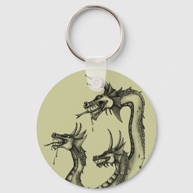 Three Headed Hydra Design Key Ring (Front)