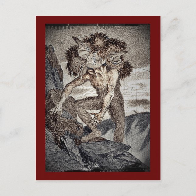 Three Headed Monster Postcard (Front)