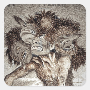 Three Headed Monster Square Sticker