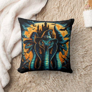 Three-headed snakes in a spooky Halloween night Cushion