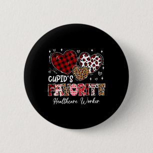 Three Hearts Cupid's Favorite Healthcare Worker Va 6 Cm Round Badge