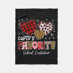 Three Hearts Cupids Favorite School Custodian Vale Fleece Blanket