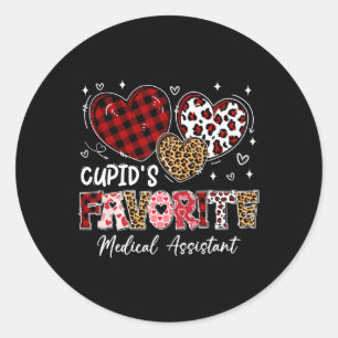 Three Hearts Cupid's Favourite Medical Istant Vale Classic Round Sticker