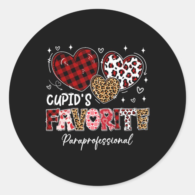 Three Hearts Cupid's Favourite Paraprofessional Va Classic Round Sticker (Front)