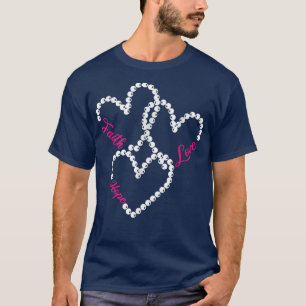 Three Hearts Faith Hope Love Breast Cancer Awarene T-Shirt