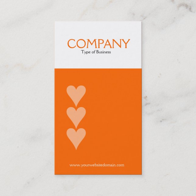 Three Hearts (FF6600) Business Card (Front)