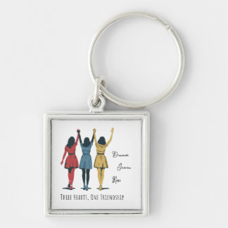 Three Hearts, Friendship keychain, Gift for BFFs Key Ring