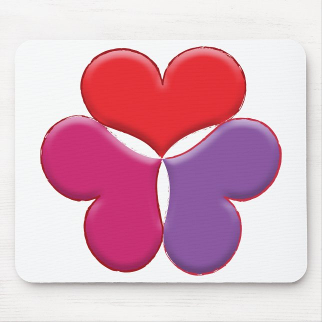 Three Hearts Mouse Pad (Front)