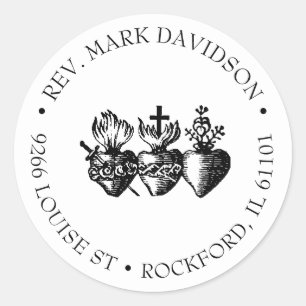 Three Hearts of Jesus, Mary, and Joseph Address Classic Round Sticker
