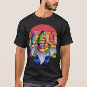 Three Hippie Gnomes, Peace Gnome, Funny Retro Tie T-Shirt