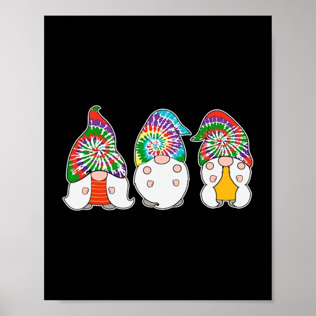 Three Hippie Gnomes Tees Peace Gnome Funny Retro H Poster (Front)