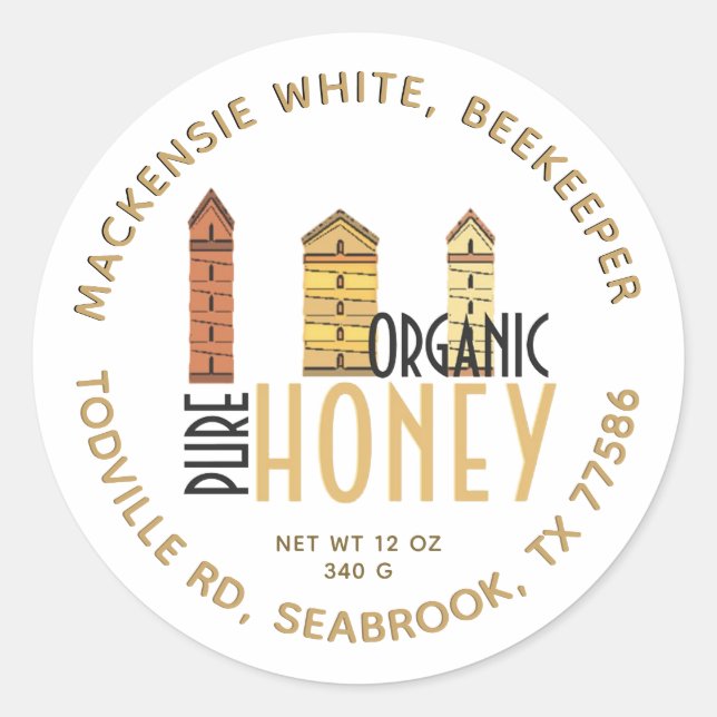Three Hives Organic Honey Label White (Front)