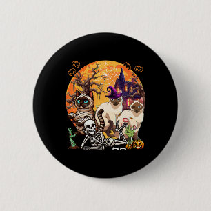 Three Horror Siamese Cats Cosplay Witch Halloween  6 Cm Round Badge