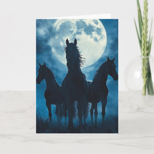 Three Horse Moon Card