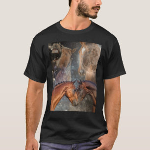 Three Horse Moon Lover Funny Obsessed 90s Retro No T-Shirt