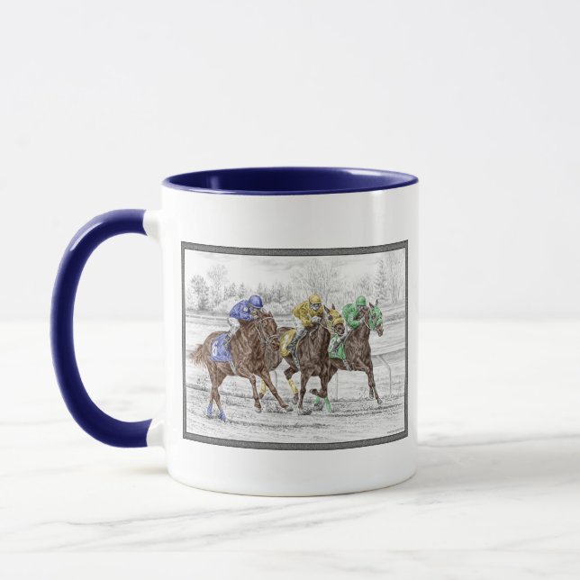 Three Horse Race - Neck and Neck Mug (Left)
