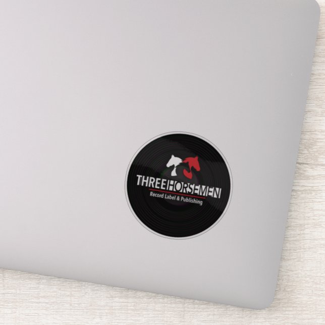 Three horsemen records transparent sticker (Detail)