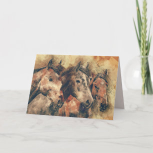 three horses greeting card