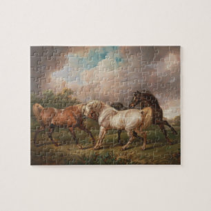 Three Horses in a Stormy Landscape Jigsaw Puzzle