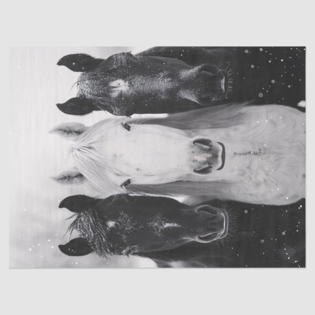 Three Horses in the Snow Decoupage Tissue Paper (Front)