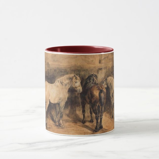 Three Horses in Their Stable Mug (Center)