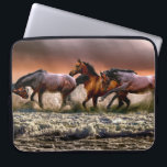 Three Horses Trotting in the Ocean Laptop Sleeve<br><div class="desc">Three horses trotting in the ocean.  frontiernow.com</div>