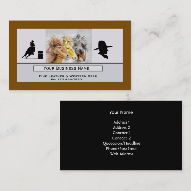 Three Horses Western Business Card (Front/Back)
