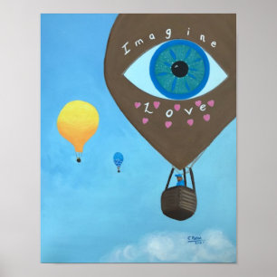 Three Hot Air Balloons Imagine Love Posters