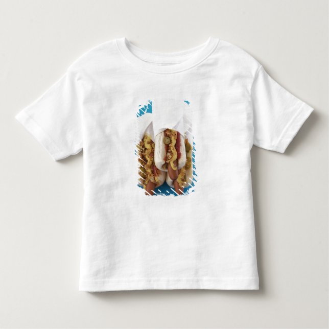 Three hot dogs in buns toddler T-Shirt (Front)