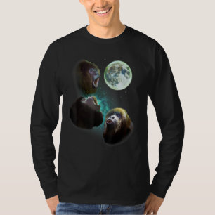Three Howler Monkeys Howl At Moon 3 Wolfs Wolves F T-Shirt