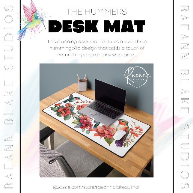 Three Hummingbird Design Desk Mat (Creator Uploaded)