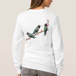 Three Hummingbirds perching on a branch Floss Silt T-Shirt