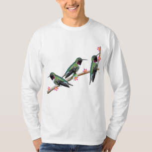 Three Hummingbirds perching on a branch Floss Silt T-Shirt