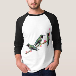 Three Hummingbirds perching on a branch Floss Silt T-Shirt