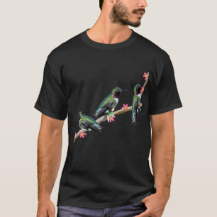 Three Hummingbirds perching on a branch Floss Silt T-Shirt