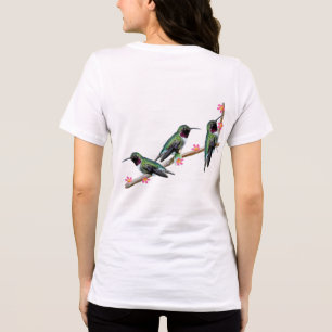 Three Hummingbirds perching on a branch Floss Silt Tri-Blend Shirt