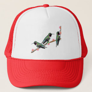 Three Hummingbirds perching on a branch Floss Silt Trucker Hat