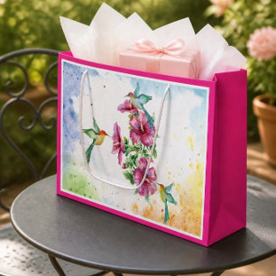 Three Hummingbirds Watercolor Gift Bag (Large)