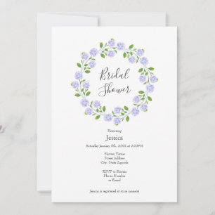 Three Hydrangeas Watercolor Floral Wreath Invitation